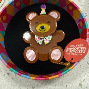Erstwilder Grand Prize Teddy Brown Teddy Bear Brooch with Party Hat 🥳 NIB